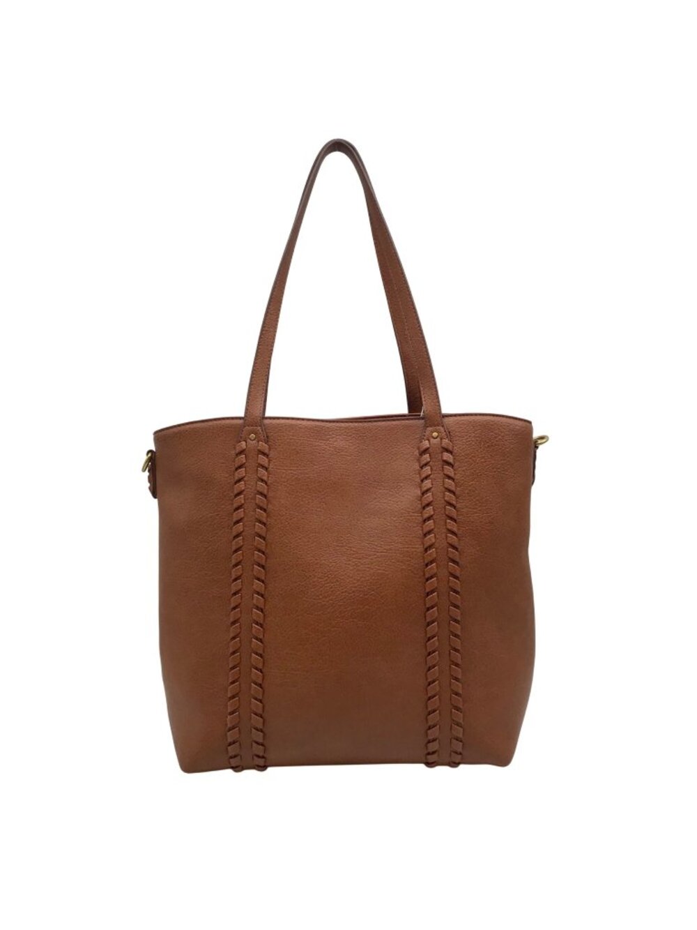Style & Co Brown Faux Leather Whip-Stitch Medium Tote Crossbody Bag